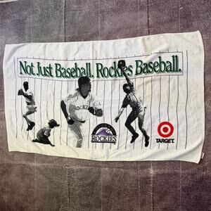 Men's Vintage 90's MLB Sherry Colorado Rockies Baseball White Purple Beach Towel